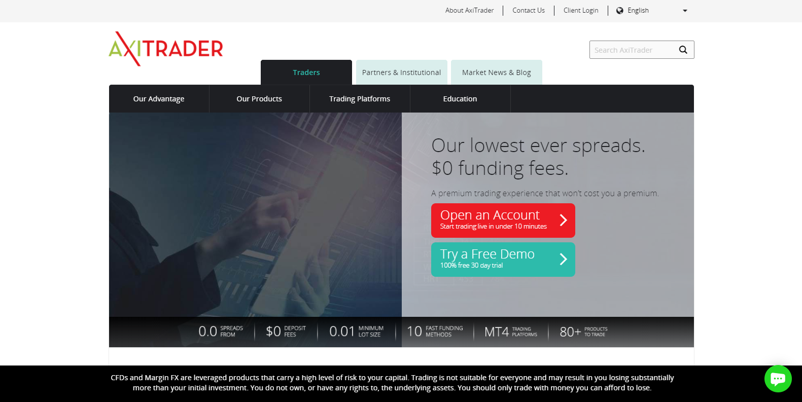 AxiTrader homepage AxiTrader homepage